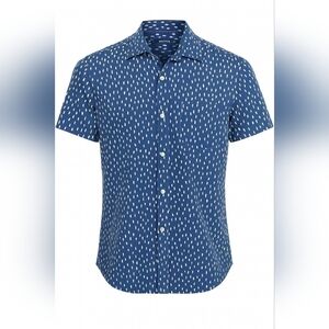 Nautica Men's Short Sleeve Shirt Size S Blue Fish Print Casual Button-Up